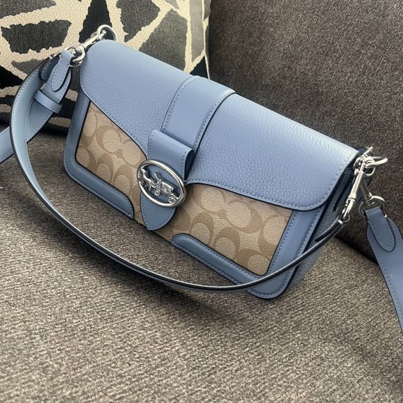 COACH Georgie Shoulder Bag in Marble Blue C4067 Pale blue - Picture 2 of 9